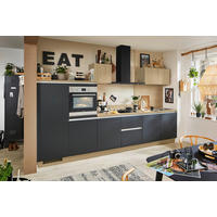 KÜCHENLEERBLOCK Clean 360 cm  in Schwarz, Eichefarben  - Edelstahlfarben/Eichefarben, MODERN, Holzwerkstoff/Metall (360cm) - Express