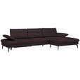 ECKSOFA in Echtleder Braun  - Schwarz/Braun, Design, Leder/Metall (325/157cm) - Dieter Knoll