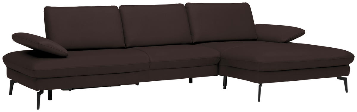 ECKSOFA in Echtleder Braun  - Schwarz/Braun, Design, Leder/Metall (325/157cm) - Dieter Knoll