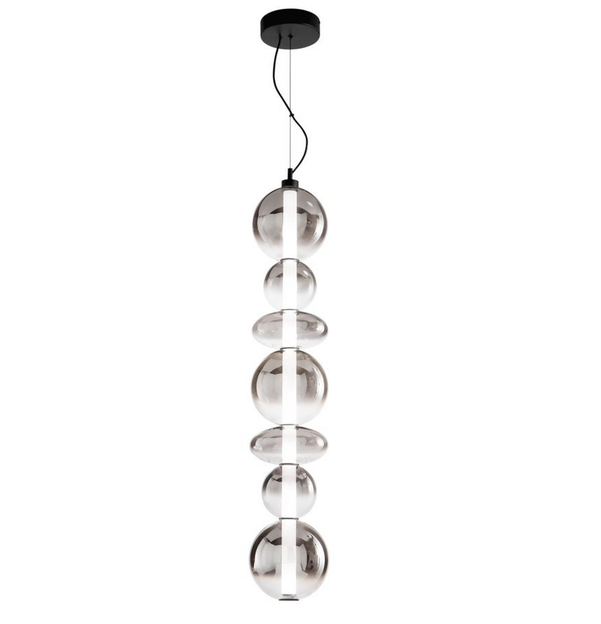 LED-PENDELLEUCHTE Luce Ambiente e Design 20/233,5 cm   - Dunkelgrau/Schwarz, KONVENTIONELL, Glas/Metall (20/233,5cm)