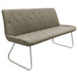 SITZBANK 155/87/65 cm Mikrofaser Taupe  - Taupe/Edelstahlfarben, Design, Textil/Metall (155/87/65cm) - Novel