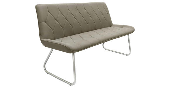 SITZBANK 155/87/65 cm Mikrofaser Taupe  - Taupe/Edelstahlfarben, Design, Textil/Metall (155/87/65cm) - Novel