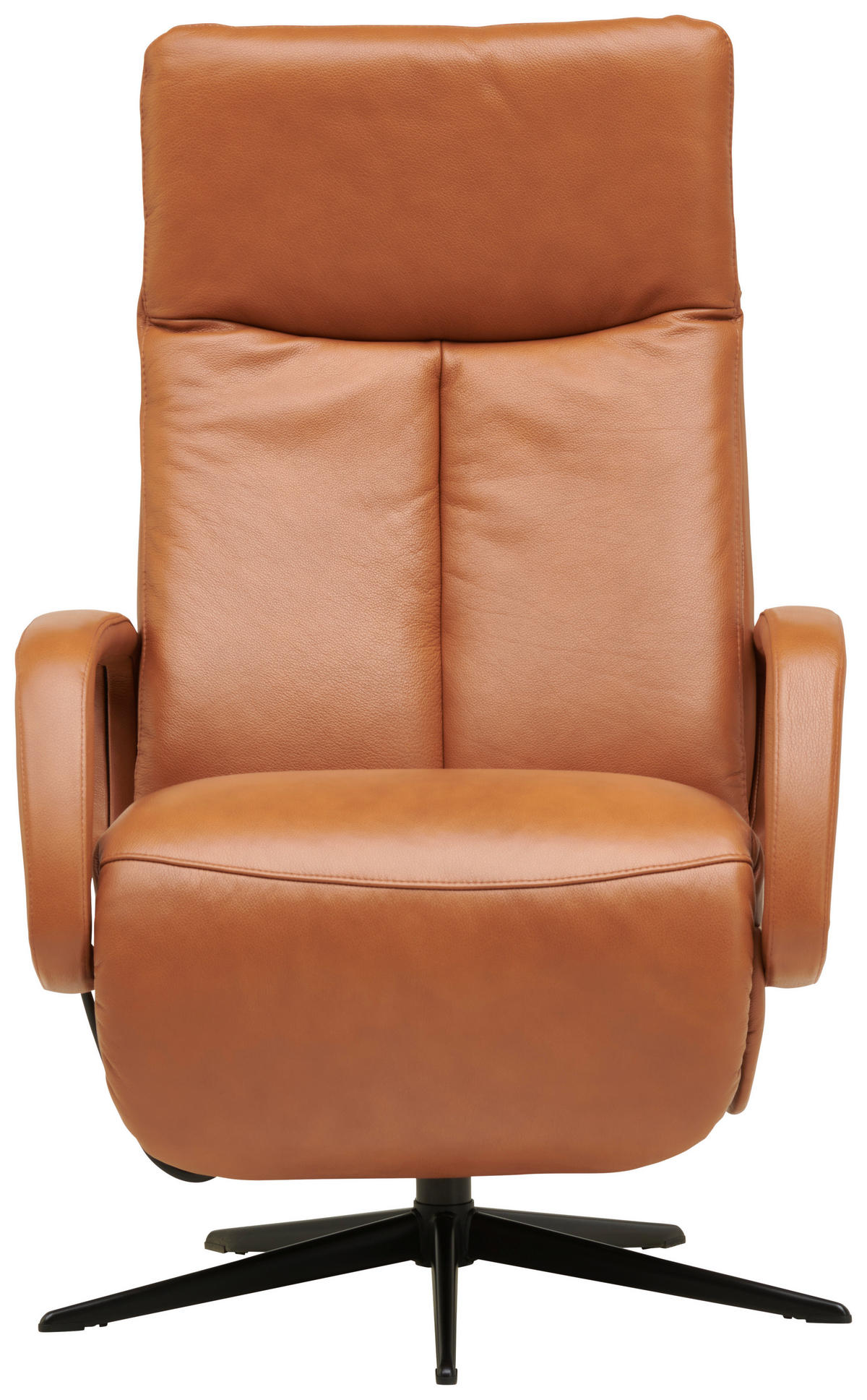 RELAXSESSEL in Leder Cognac  - Cognac/Schwarz, Design, Leder/Metall (68/106/88cm) - Welnova