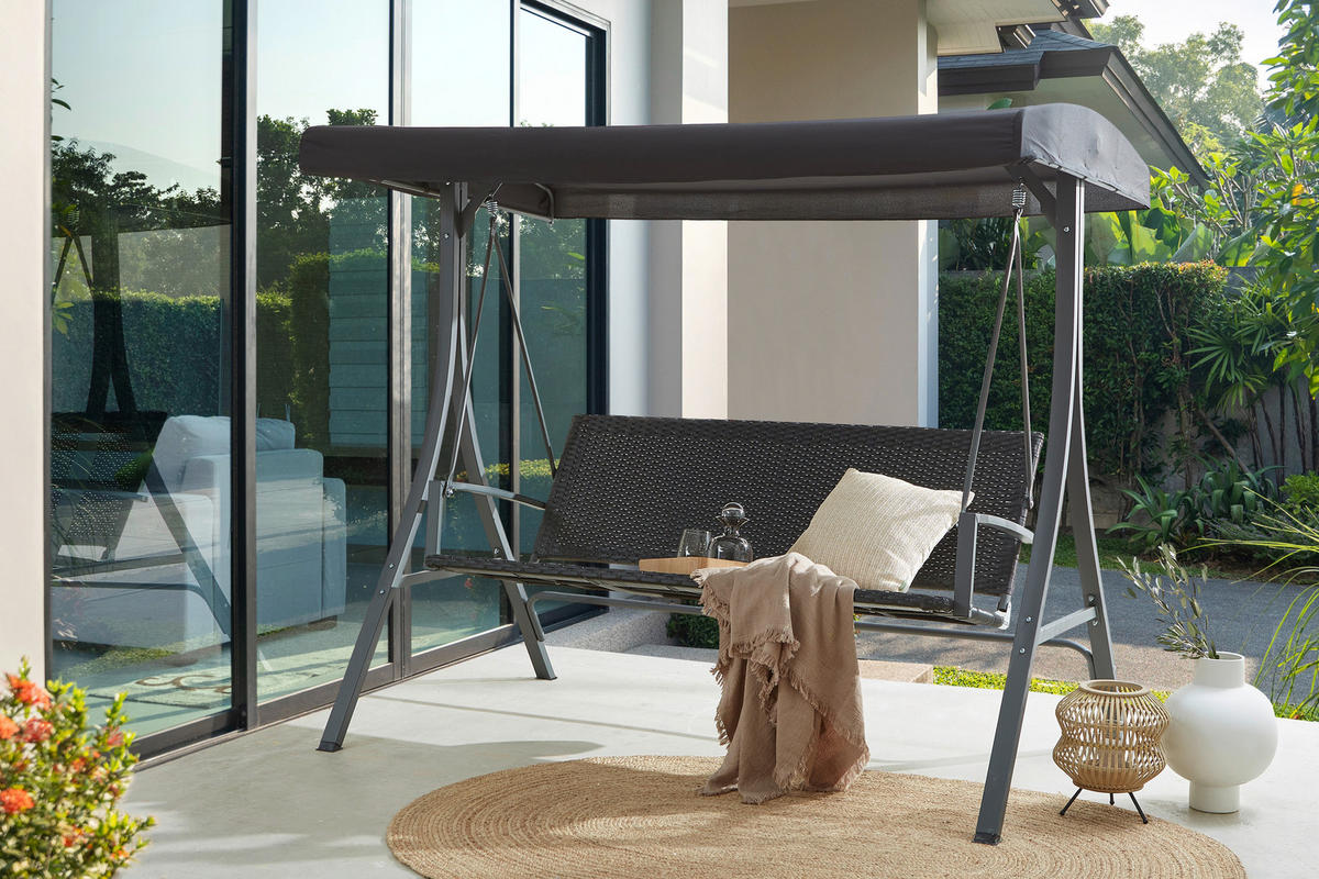 HOLLYWOODSCHAUKEL 192/166/120 cm  - Anthrazit/Schwarz, MODERN, Kunststoff/Textil (192/166/120cm)