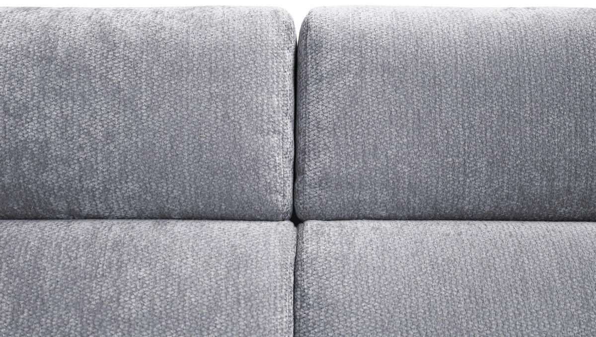 ECKSOFA Hellgrau Chenille Bettkasten, Schlaffunktion, Rücken echt, Kopfteilverstellung, Liegefläche im Originalstoff  - Hellgrau/Schwarz, KONVENTIONELL, Textil/Metall (206/265cm) - Carryhome