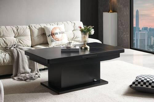 COUCHTISCH in Metall, Keramik 125-150/49,5-79/70 cm  - Schwarz, Design, Keramik/Metall (125-150/49,5-79/70cm) - Livetastic