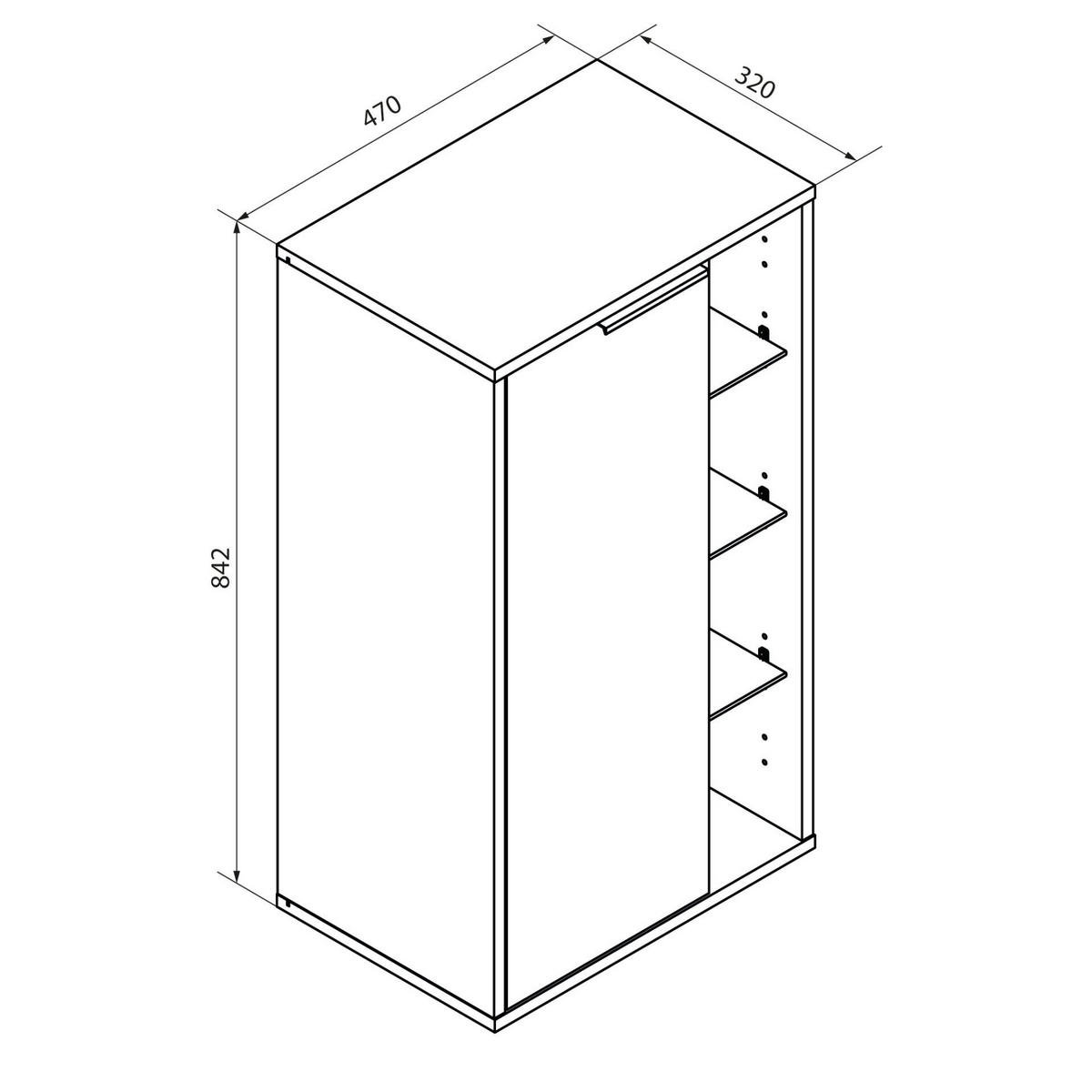 MIDISCHRANK 47/84,2/32 cm  - Grau, Basics, Glas/Holzwerkstoff (47/84,2/32cm) - MID.YOU