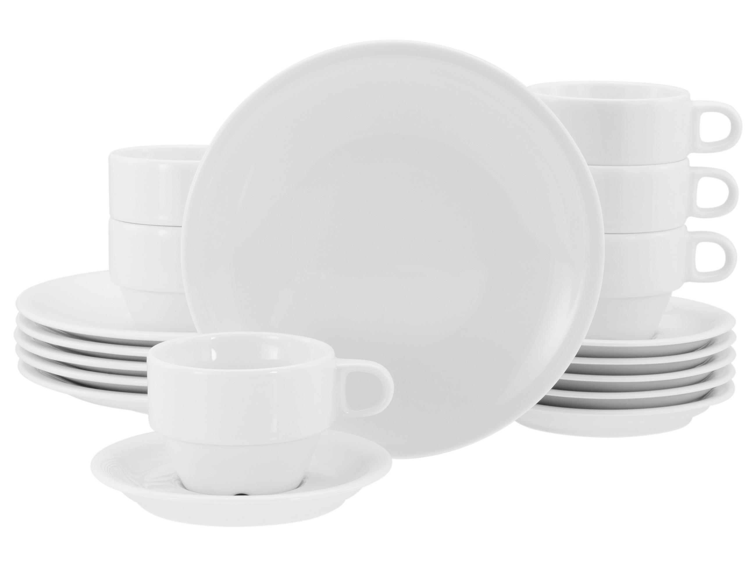 KAFFEESERVICE Milano Weiss 18-teilig  - Weiß, Basics, Keramik - Creatable