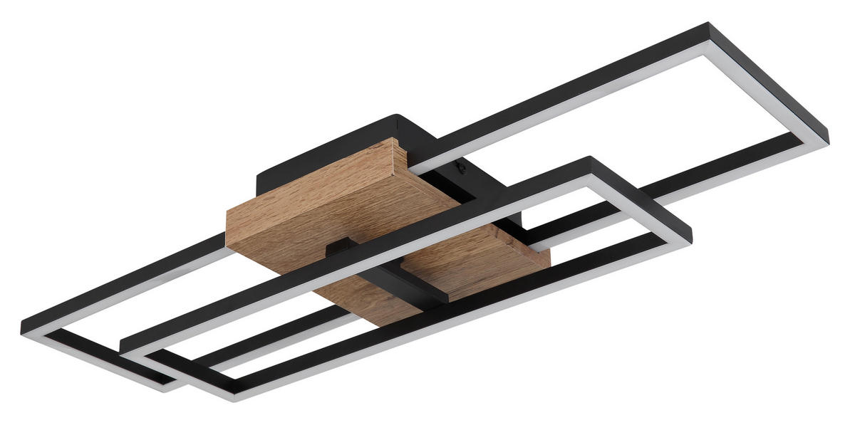 LED-DECKENLEUCHTE 60/15/10 cm   - Dunkelbraun/Schwarz, Design, Holzwerkstoff/Kunststoff (60/15/10cm) - Globo