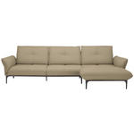 ECKSOFA in Echtleder Beige  - Beige/Schwarz, Design, Leder/Metall (319/182cm) - Valnatura