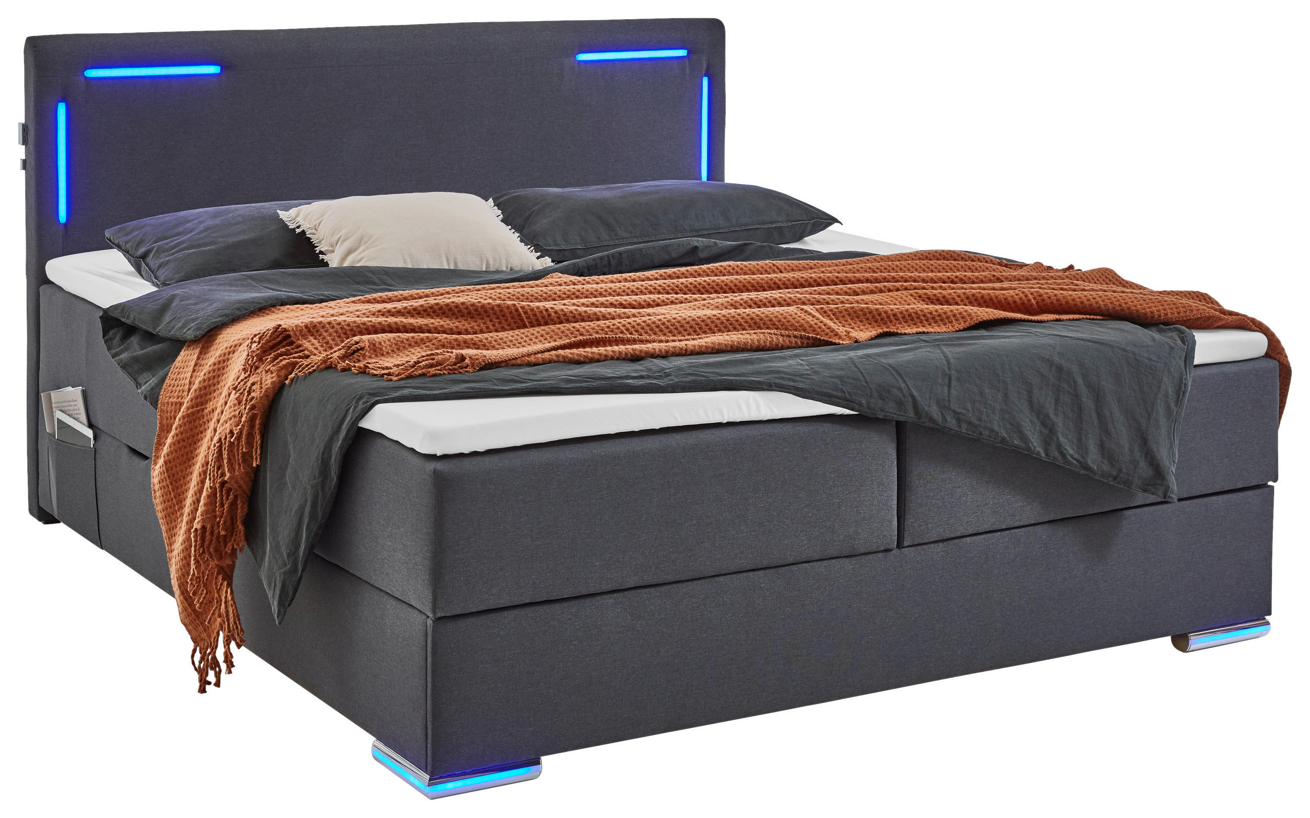 POSTEL BOXSPRING, 180/200 cm, antracitová - barvy stříbra/antracitová, Design, textil/plast (180/200cm) - Xora