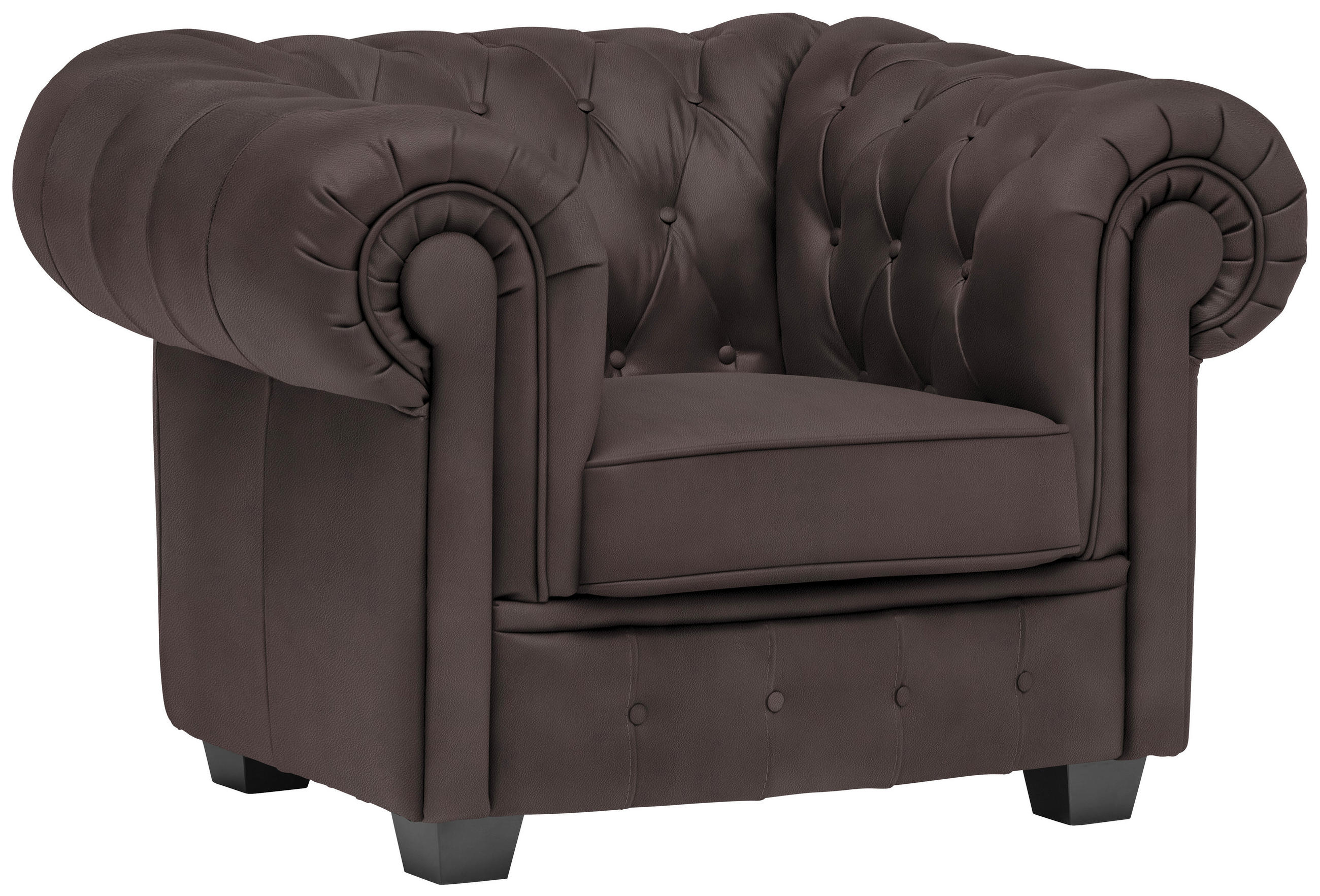 CHESTERFIELD-SESSEL - Wengefarben/Dunkelbraun, LIFESTYLE, Holz/Textil (115/76,5/96cm) - Landscape