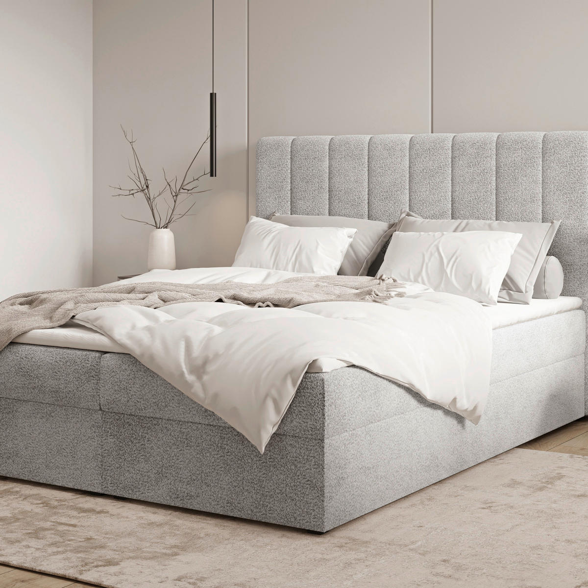 BOXBETT 160/200 cm,  in Grau, Bettkasten, Topper,  - Schwarz/Grau, MODERN, Holz/Kunststoff (160/200cm) - MID.YOU