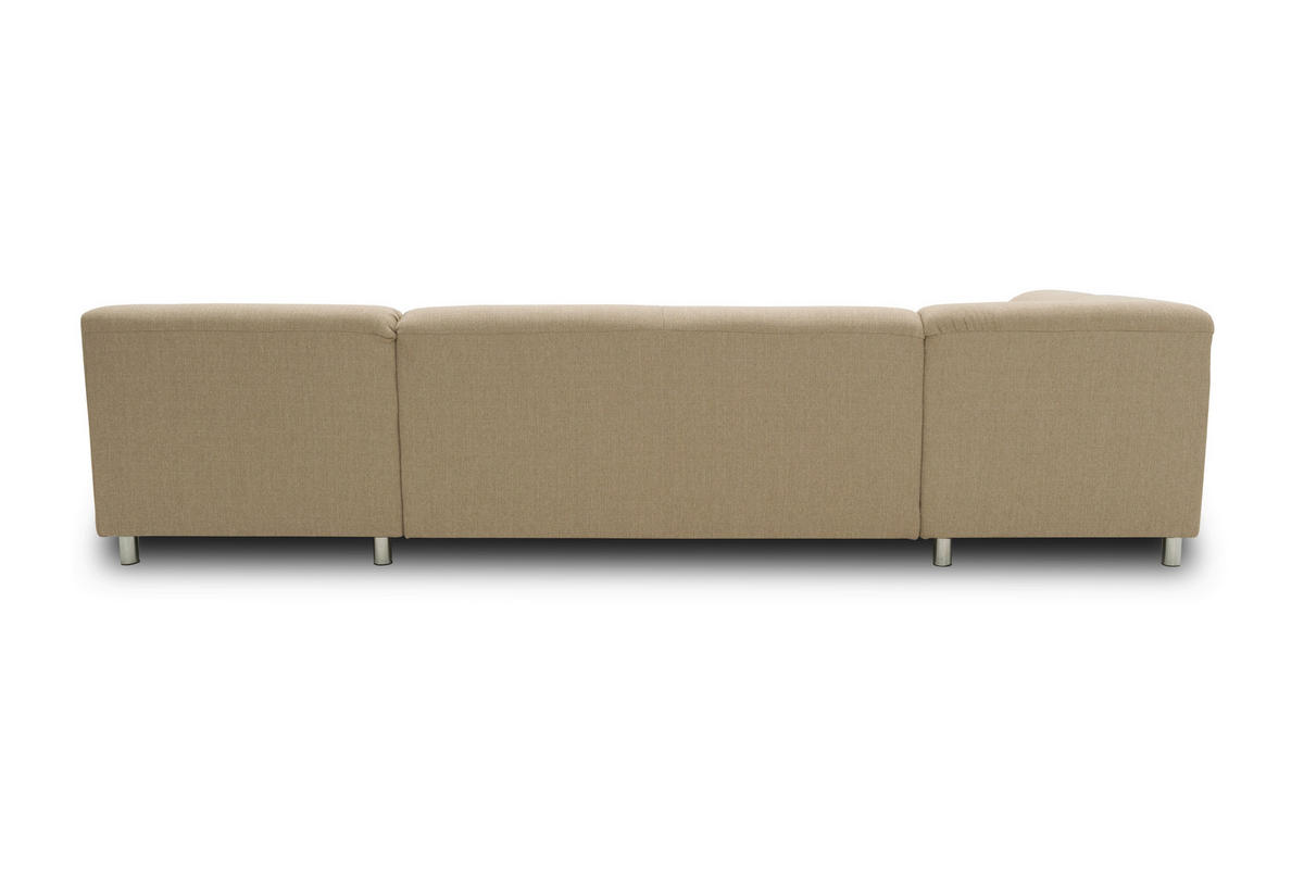 WOHNLANDSCHAFT Beige Webstoff  - Chromfarben/Beige, KONVENTIONELL, Textil/Metall (195/308/150cm) - MID.YOU
