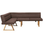 ECKBANK 170/230 cm Mikrofaser, Lederlook (vegan) Braun, Eichefarben Wildeiche massiv   - Eichefarben/Braun, KONVENTIONELL, Holz/Textil (170/230cm) - Moderano