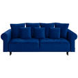 BIGSOFA in Samt Dunkelblau  - Schwarz/Dunkelblau, Design, Holz/Textil (248/96/95cm) - Carryhome