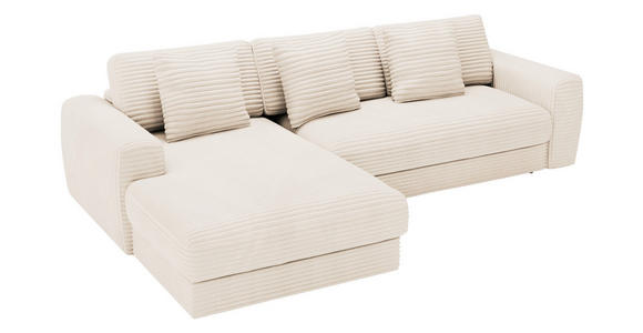 ECKSOFA Naturfarben Cord - Schwarz/Naturfarben, MODERN, Kunststoff/Textil (182/302cm) - Carryhome