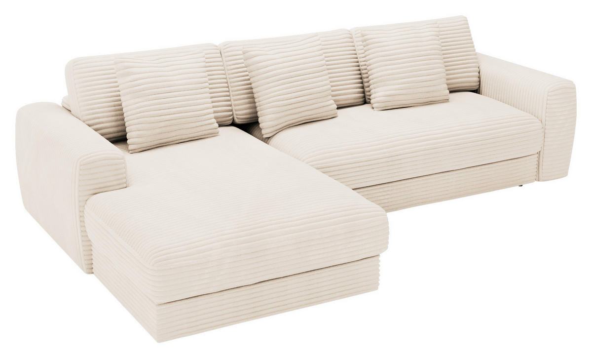 ECKSOFA Naturfarben Cord  - Schwarz/Naturfarben, MODERN, Kunststoff/Textil (182/302cm) - Carryhome
