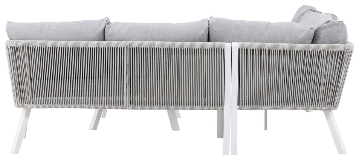 LOUNGEGARNITUR Aluminium  - Weiß/Grau, KONVENTIONELL, Textil/Metall - Gardenson