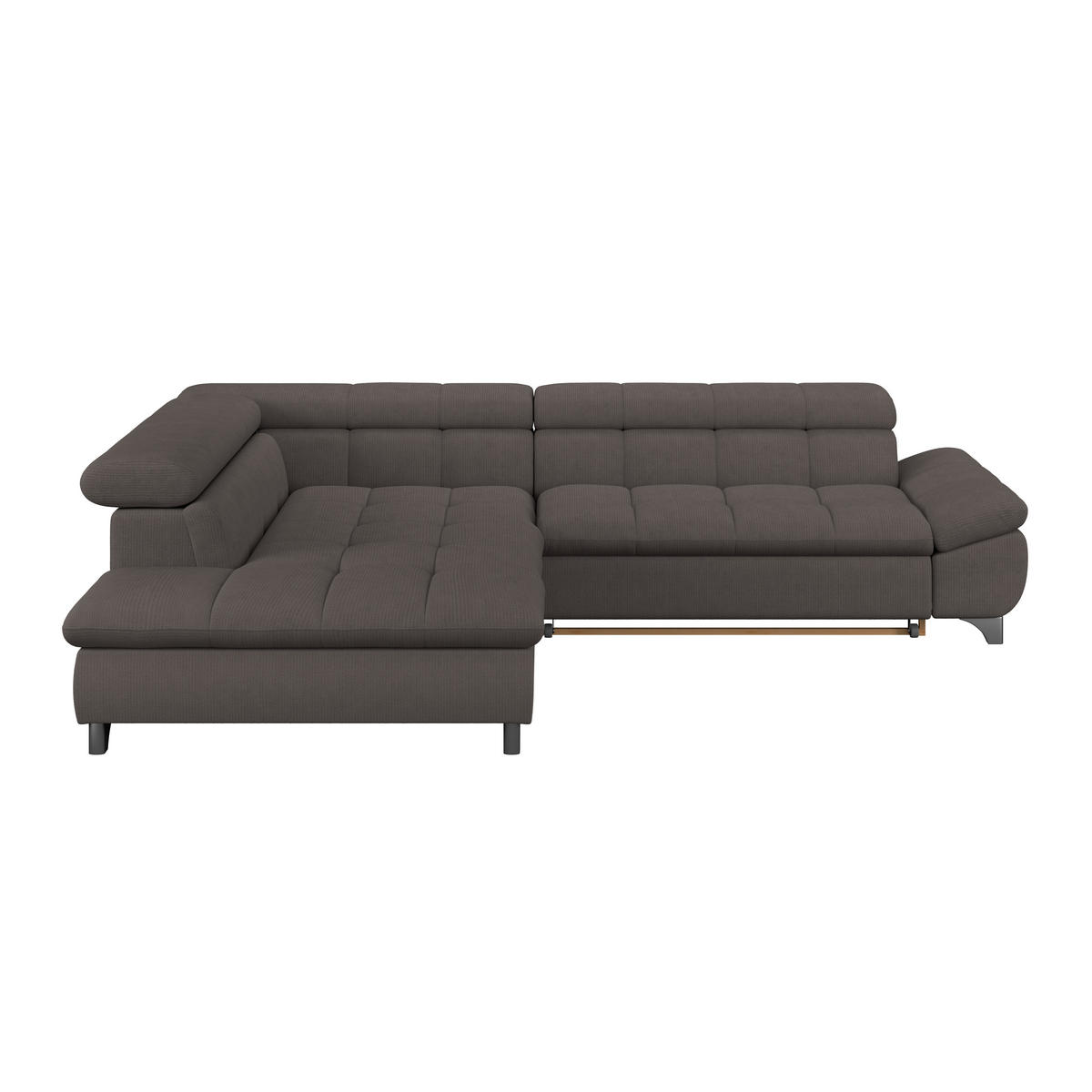ECKSOFA Braun Chenille  - Chromfarben/Braun, KONVENTIONELL, Textil/Metall (234/312cm) - Livetastic