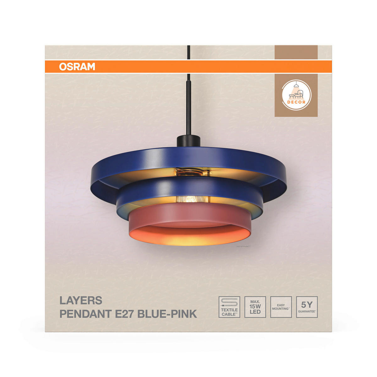 HÄNGELEUCHTE 40/136 cm  - Blau/Rosa, Basics, Metall (40/136cm) - Osram
