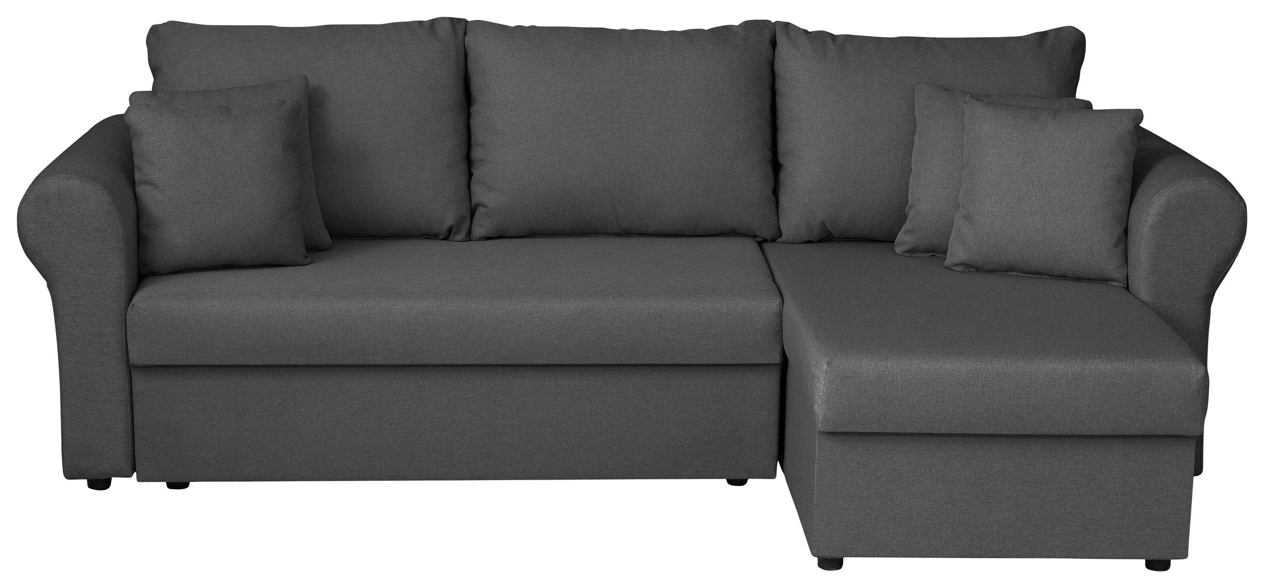 ECKSOFA in Flachgewebe Grau  248/143 cm  - Schwarz/Grau, Design, Kunststoff/Textil (248/143cm) - P & B