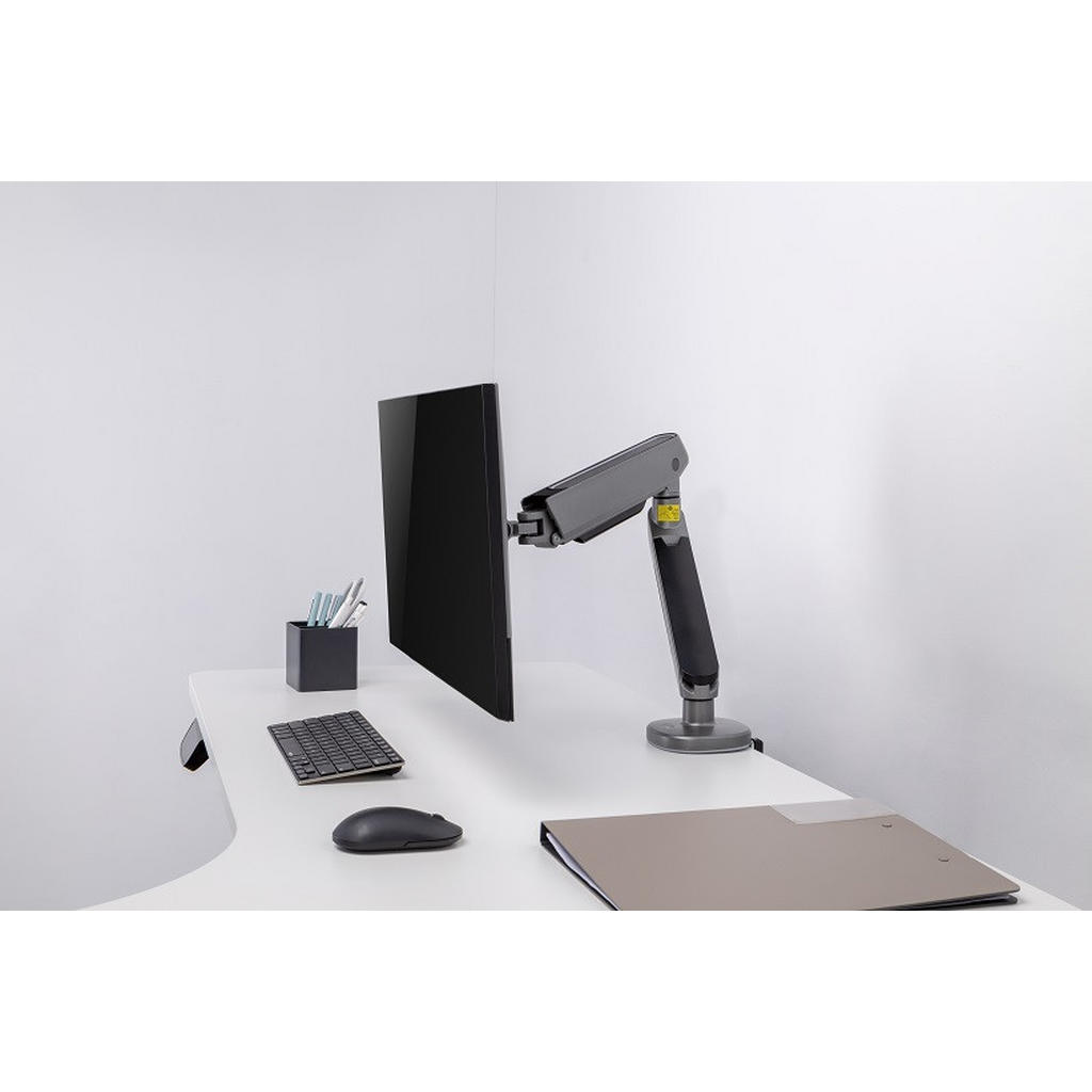 Thumbnail - Boxxx Monitor-Halterung, Dunkelgrau, Metall, Kunststoff, 11.7x62.2x57.5 cm, 360° drehbar, breitenverstellbar, höhenverst...