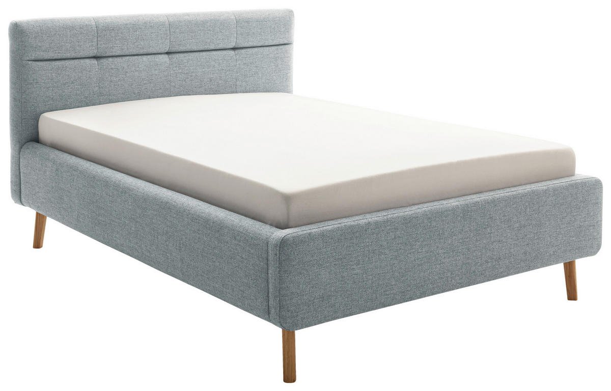 POLSTERBETT Lattenrost, Bettkasten Pastellblau 140/200 cm  - Pastellblau/Eichefarben, KONVENTIONELL, Holz/Textil (140/200cm) - Boxxx