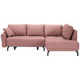 ECKSOFA  in Samt Altrosa  250/191 cm  - Schwarz/Altrosa, Design, Textil/Metall (250/191cm) - Carryhome