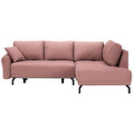 ECKSOFA in Samt Altrosa  250/191 cm  - Schwarz/Altrosa, Design, Textil/Metall (250/191cm) - Carryhome