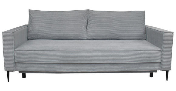 SCHLAFSOFA mit Liegefunktion, Rücken echt, haustierfreundlicher Bezug Cord Grau - Schwarz/Grau, KONVENTIONELL, Textil/Metall (222/93/98cm) - Carryhome