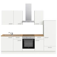 KÜCHENBLOCK 270 cm   in Weiß, Eichefarben  - Edelstahlfarben/Eichefarben, MODERN, Holzwerkstoff/Metall (270cm) - Nobilia