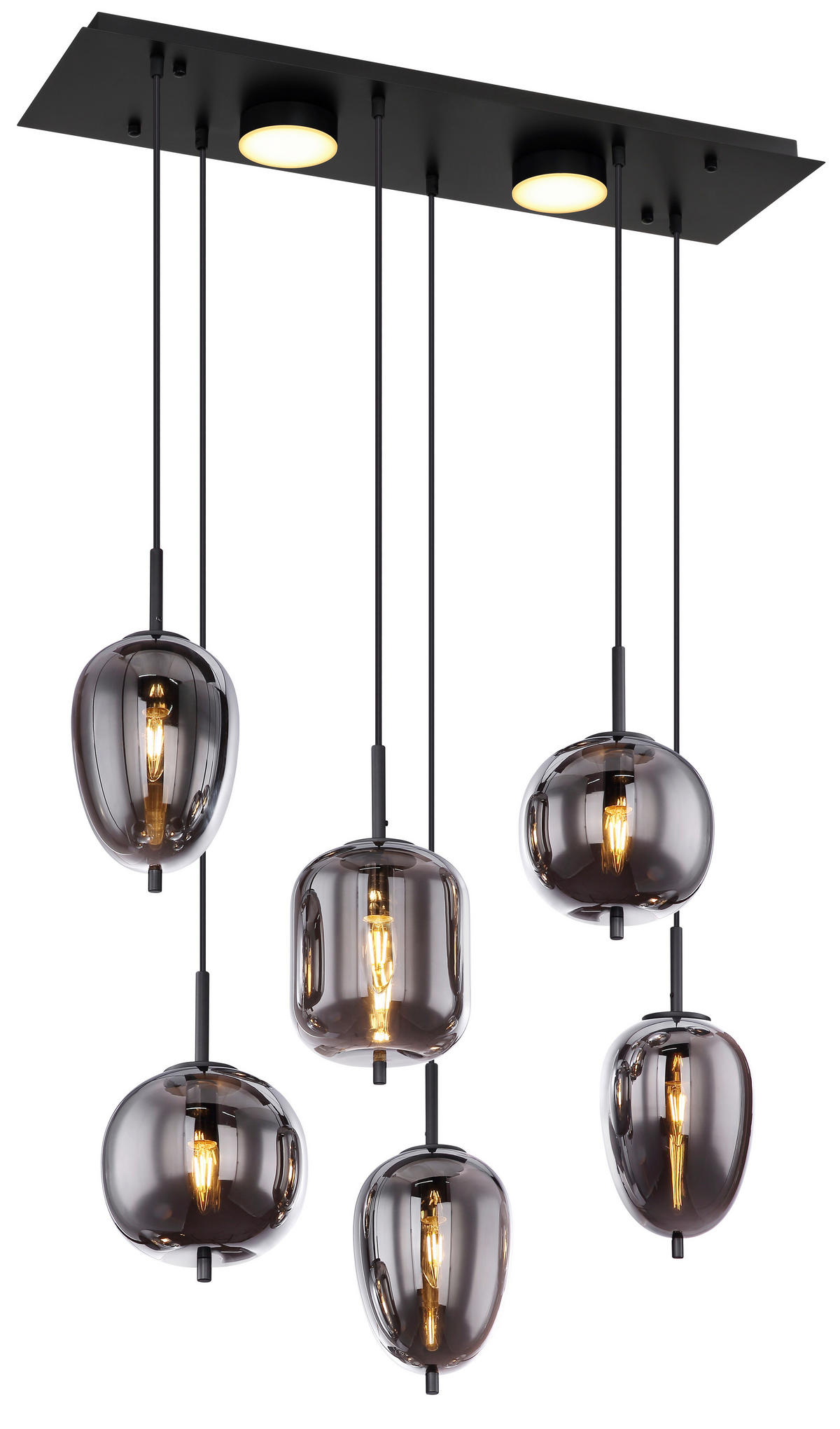 LED-HÄNGELEUCHTE 80/34/120 cm    - Opal/Schwarz, Design, Glas/Kunststoff (80/34/120cm) - Globo