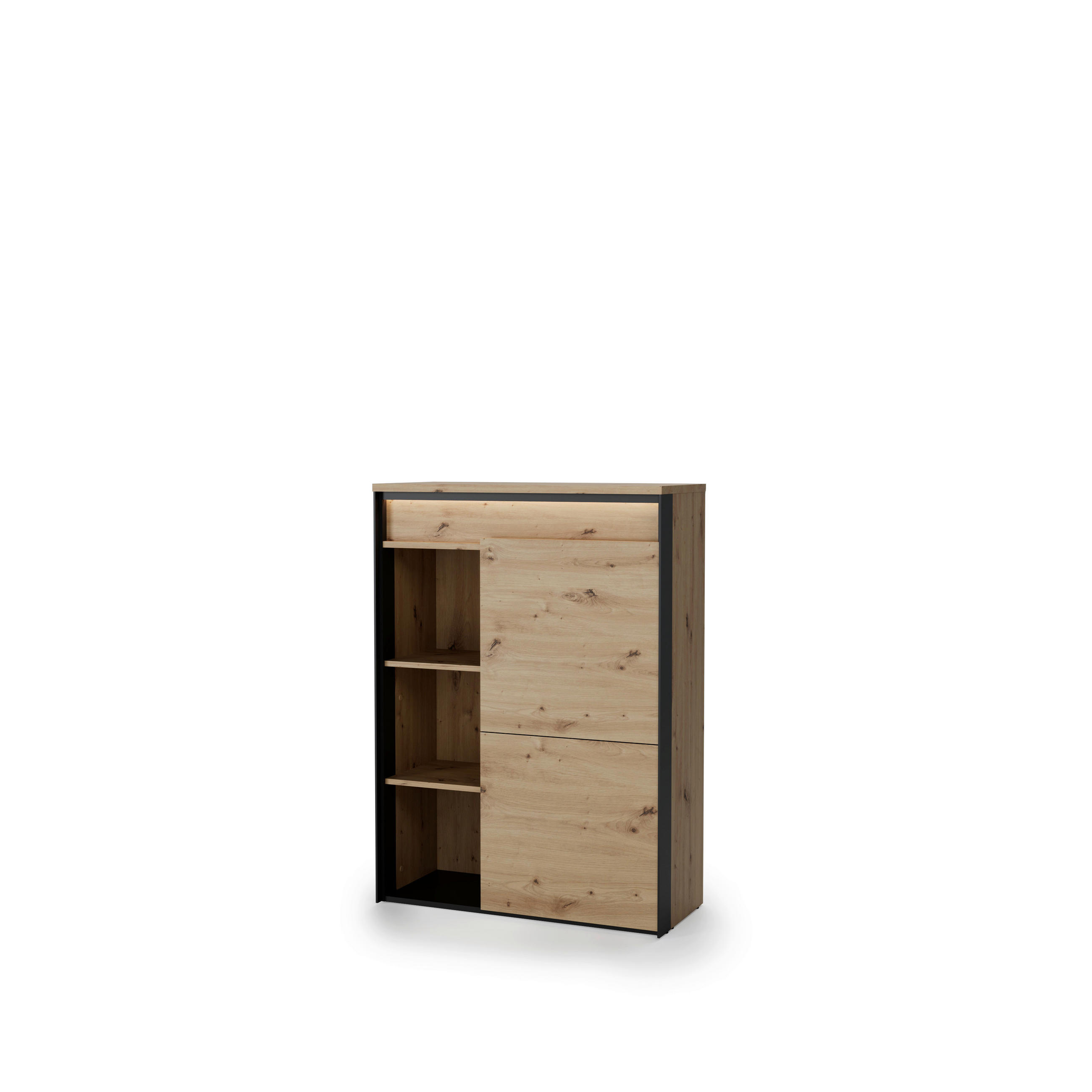 HIGHBOARD EDRA OFFICE 88/123/38 cm  - Schwarz/Eiche Artisan, KONVENTIONELL, Holzwerkstoff/Kunststoff (88/123/38cm) - Hom`in