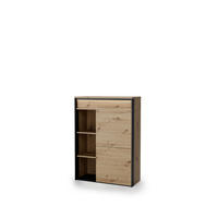 HIGHBOARD EDRA OFFICE 88/123/38 cm  - Schwarz/Eiche Artisan, KONVENTIONELL, Holzwerkstoff/Kunststoff (88/123/38cm) - Hom`in