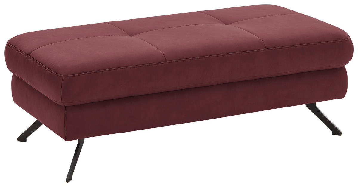 HOCKER in Textil Bordeaux  - Bordeaux/Schwarz, Design, Textil/Metall (130/47/65cm) - Beldomo System