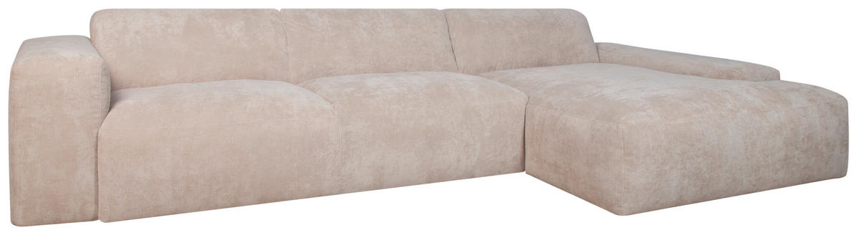 ECKSOFA HANNAH Beige Cord  - Beige/Schwarz, Design, Kunststoff/Textil (343/170cm) - MID.YOU