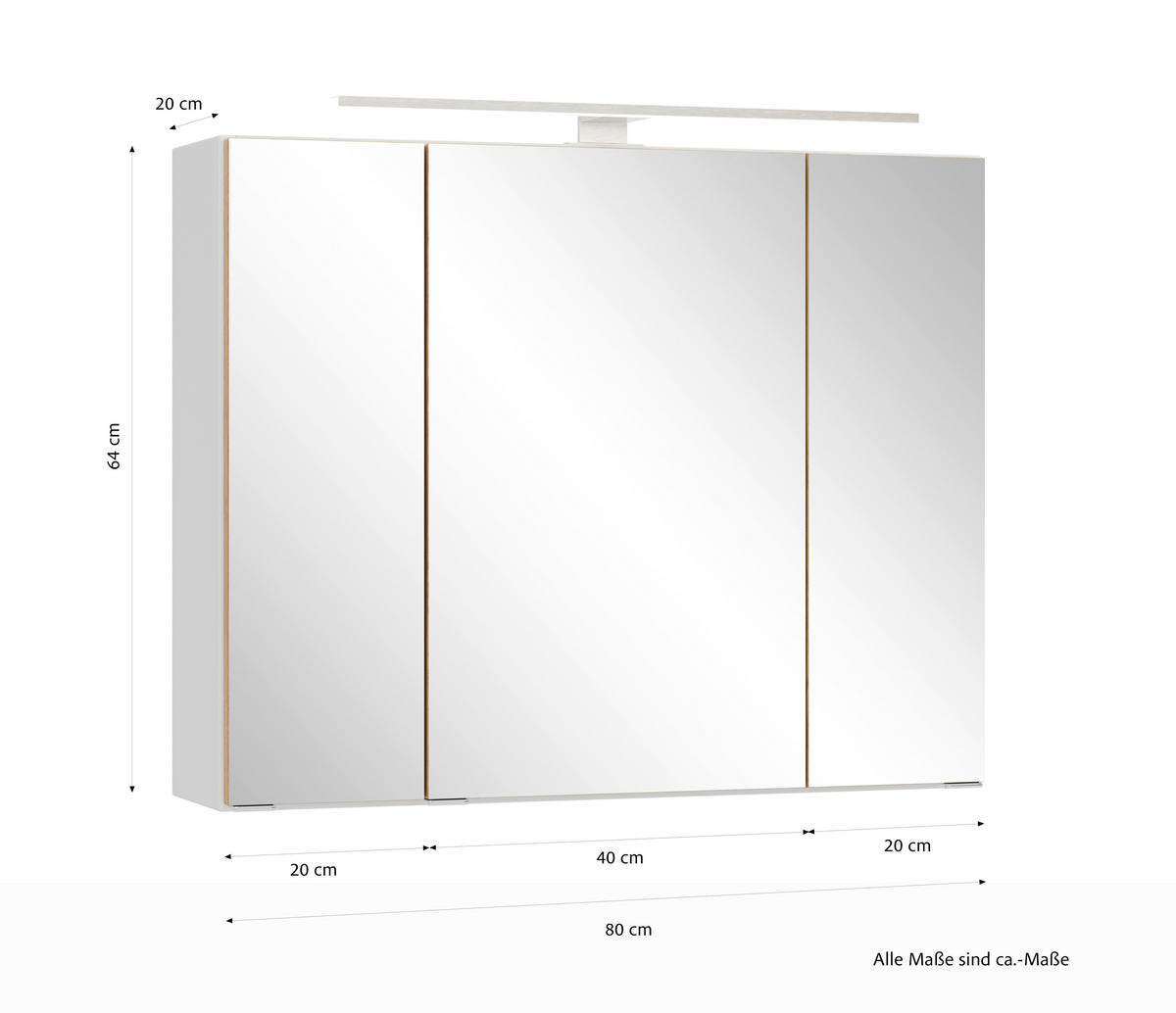SPIEGELSCHRANK 80/64/20 cm  - Wildeiche/Edelstahlfarben, Trend, Glas/Holzwerkstoff (80/64/20cm) - Held