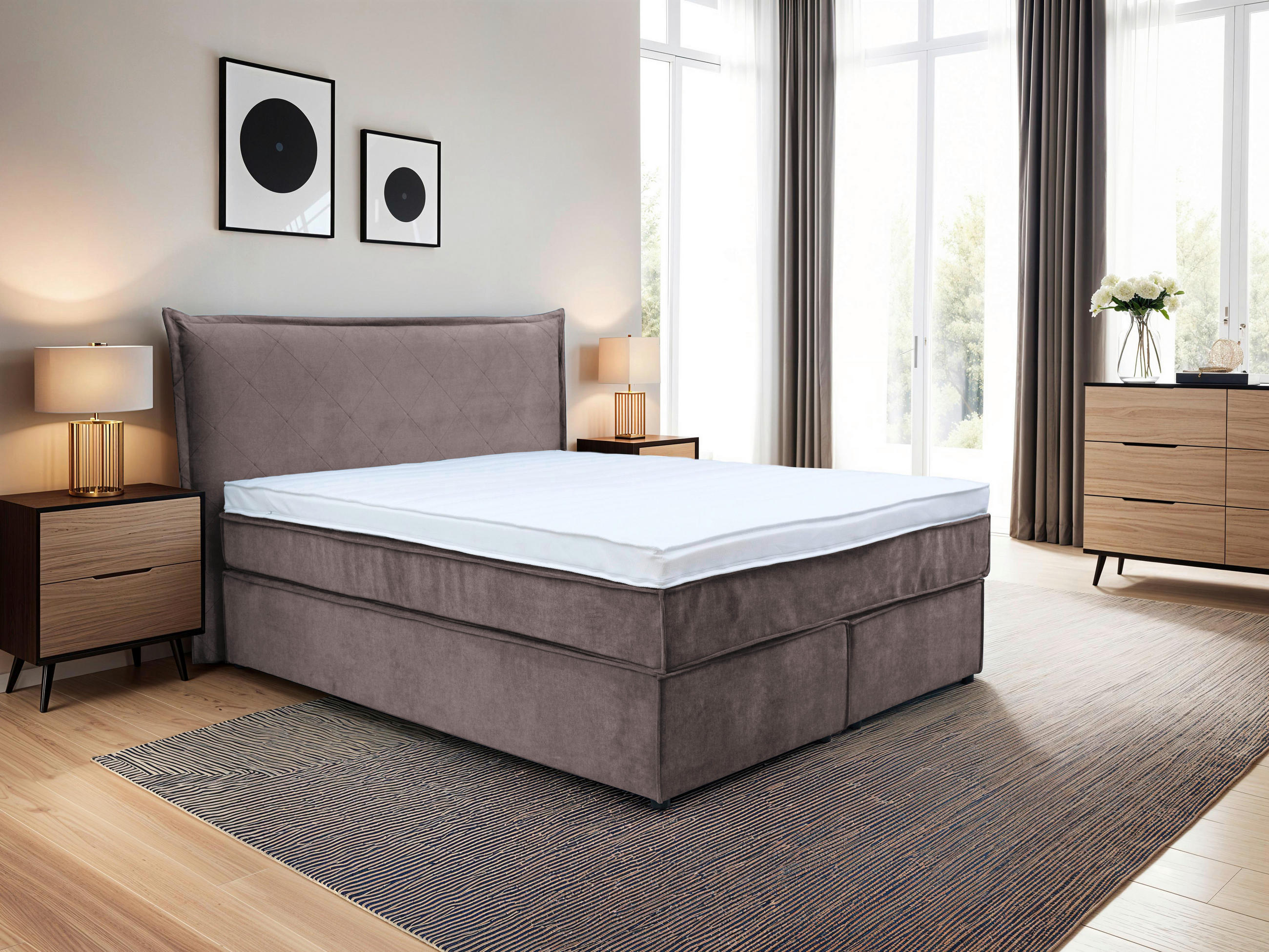 BOXSPRINGBETT 140/200 cm  in Grau  - Schwarz/Grau, KONVENTIONELL, Kunststoff/Textil (140/200cm) - Boxxx