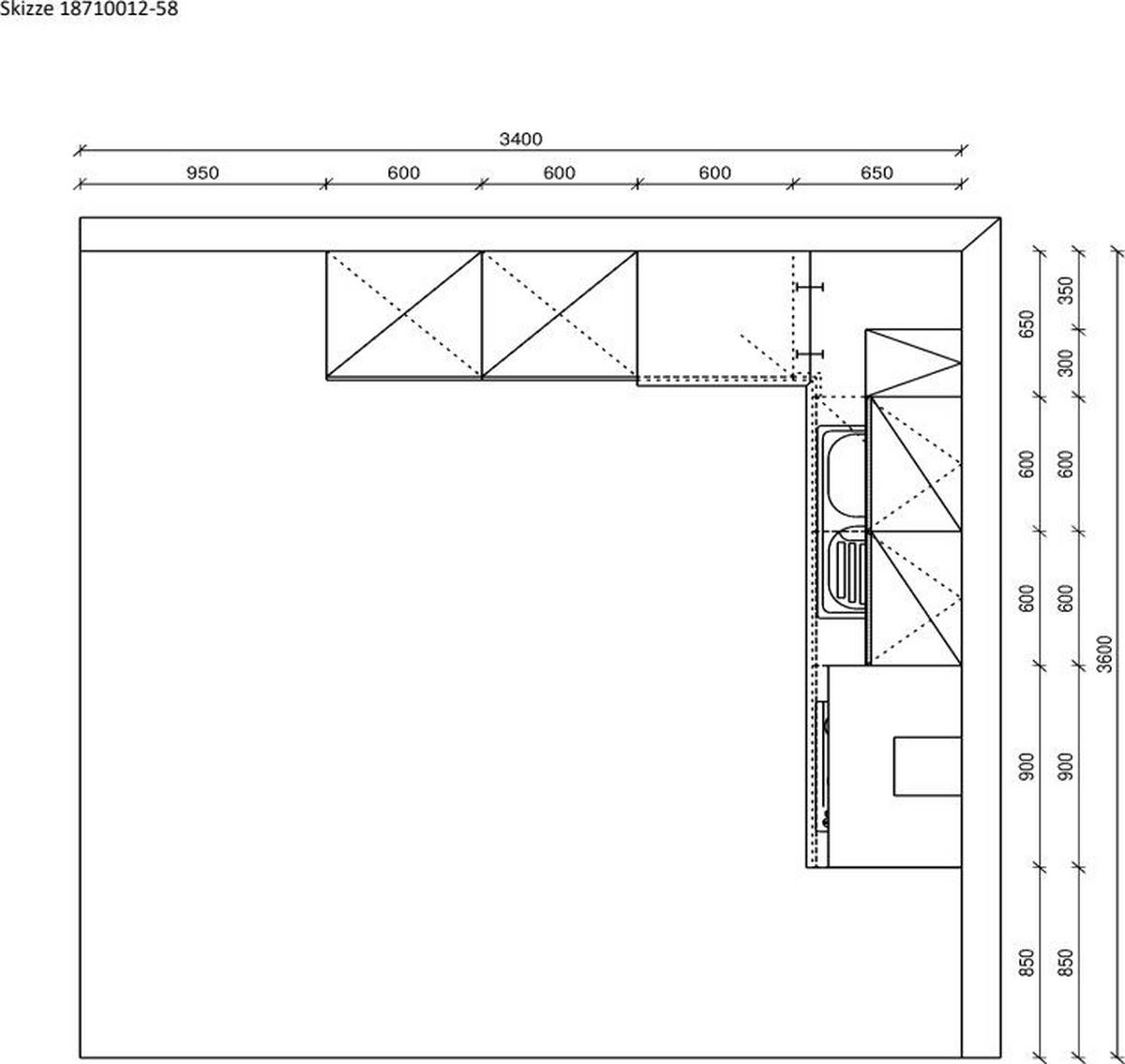 KÜCHENLEERBLOCK  275/245 cm  in Eichefarben, Hellgrau  - Edelstahlfarben/Eichefarben, MODERN, Holzwerkstoff/Metall (275/245cm) - Welnova