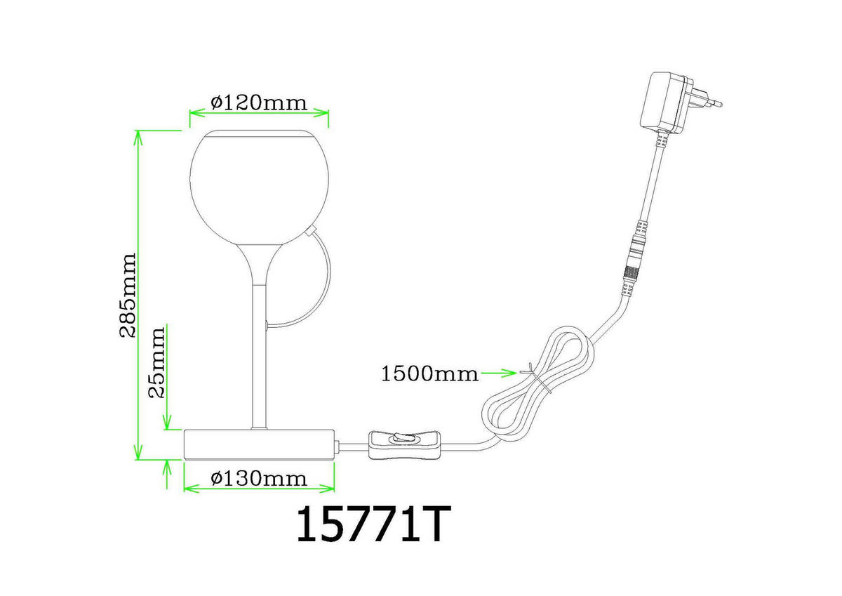 LED SVJETILJKA STOLNA DONOVAN  - bijela/crni krom, Design, metal/plastika (13/28,5cm) - Globo