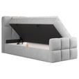 BOXBETT 90/200 cm,  in Hellgrau, gepolstertes Kopfteil, Bettkasten, Topper, H3 = fest  - Hellgrau/Schwarz, Design, Holzwerkstoff/Kunststoff (90/200cm) - Xora
