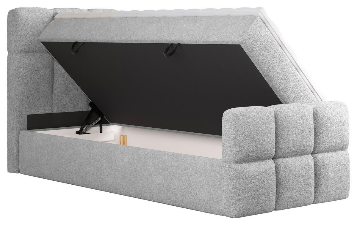 BOXBETT 90/200 cm  in Hellgrau  - Hellgrau/Schwarz, Design, Holzwerkstoff/Kunststoff (90/200cm) - Xora