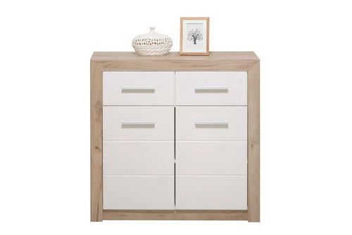 CIPŐSSZEKRÉNY 93/90,5/35 cm  - tölgyfa/fehér, Basics, faalapú anyag (93/90,5/35cm) - Xora