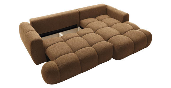 ECKSOFA Dunkelbraun Struktur Rückenkissen, Bettkasten, Schlaffunktion, Rücken echt, Liegefläche im Originalstoff  - Dunkelbraun/Schwarz, KONVENTIONELL, Kunststoff/Textil (272/172cm) - Carryhome