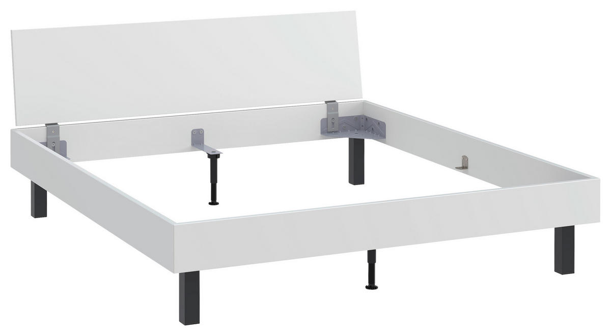 BETT 180/200 cm,  in Weiß  - Schwarz/Weiß, Design, Metall (180/200cm) - Xora