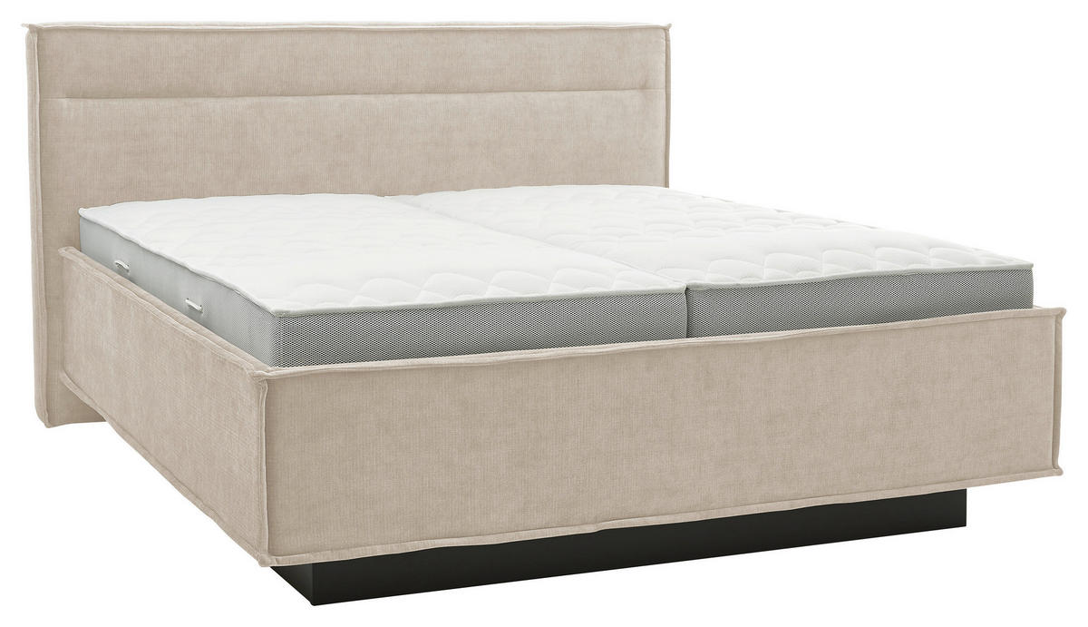 POLSTERBETT 180/200 cm,  in Creme, gepolstertes Kopfteil, Bettkasten, Lattenroste, Matratzen, H4 + H4 = sehr fest  - Schieferfarben/Creme, Design, Textil (180/200cm) - Musterring