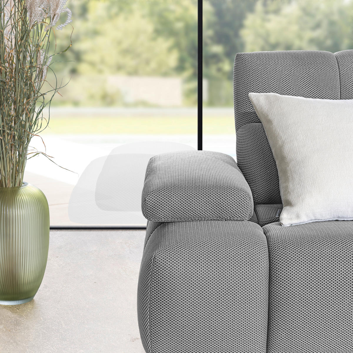 ECKSOFA in Struktur Grauweiß  313/233 cm  - Grauweiß/Schwarz, Design, Kunststoff/Textil (313/233cm) - Emilio Belluti