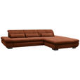 ECKSOFA  in Flachgewebe Rostfarben  341/204 cm  - Rostfarben/Schwarz, Design, Textil/Metall (341/204cm) - Xora