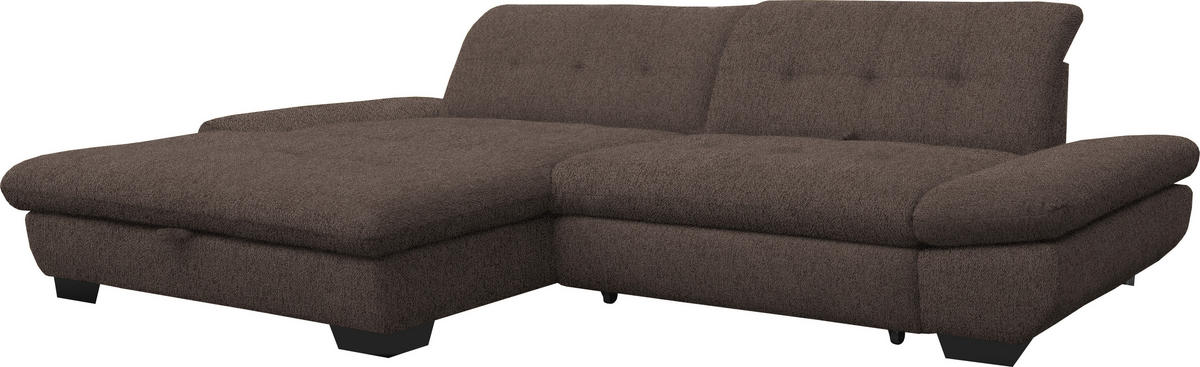 ECKSOFA in Mikrofaser Hellbraun  198/290 cm  - Hellbraun/Schwarz, Design, Textil/Metall (198/290cm) - Xora